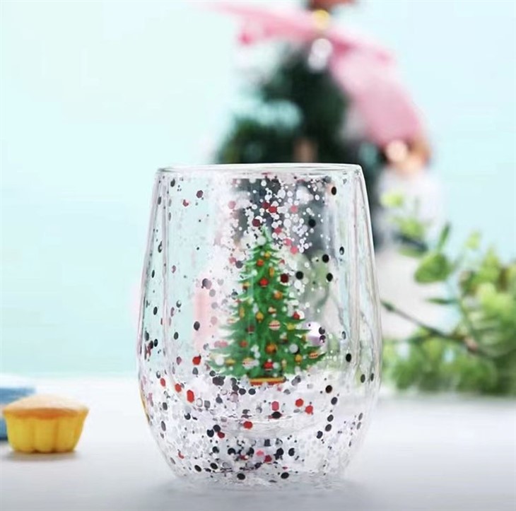 Christmas Double Wall Glass,Double Wall Glass Coffee Mugs,Double Wall Glass Tumbler For Christmas Festival